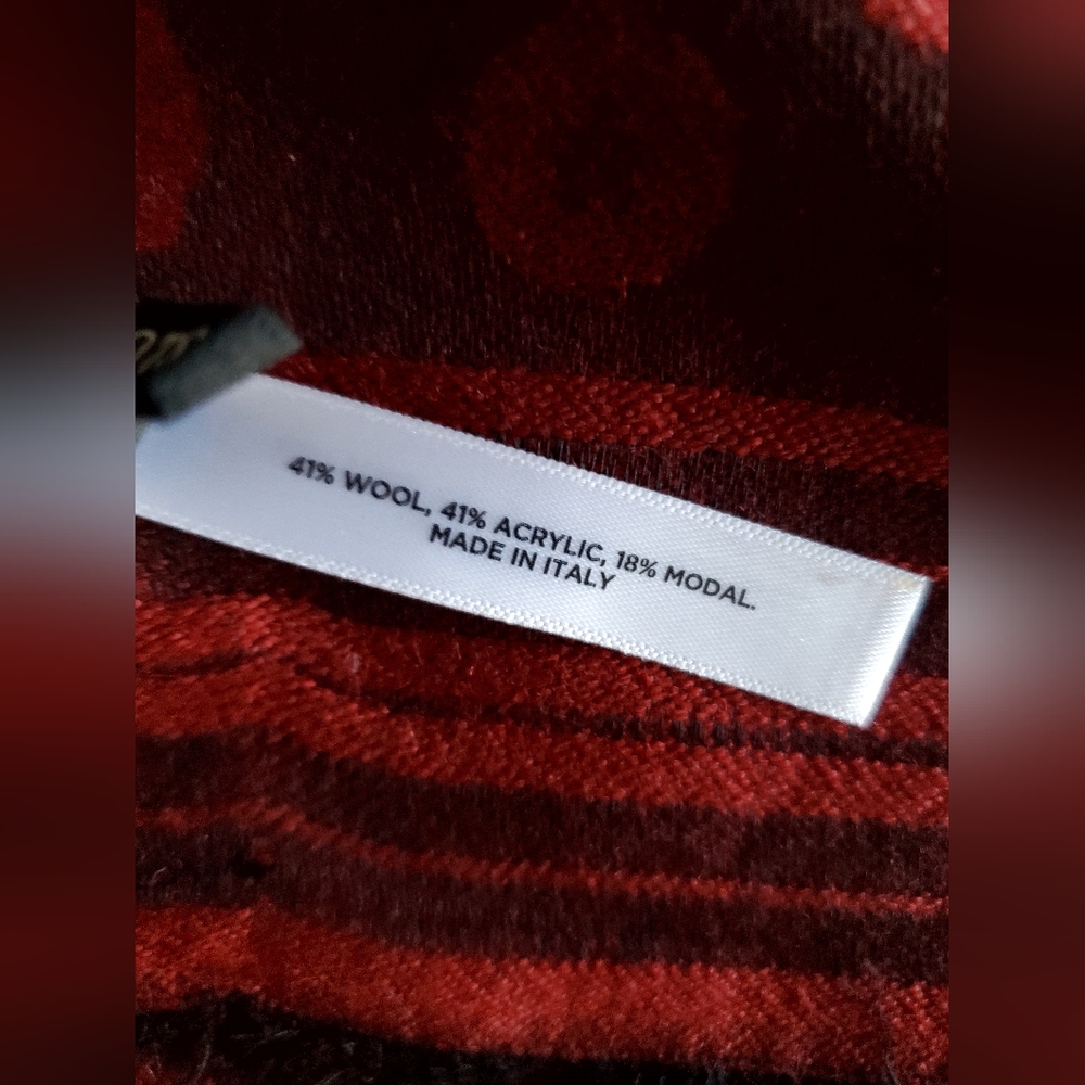 Talbots Deep Red Patterned Scarf - image 7